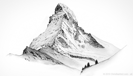 Original artwork: Matterhorn Pencil on paper sketch